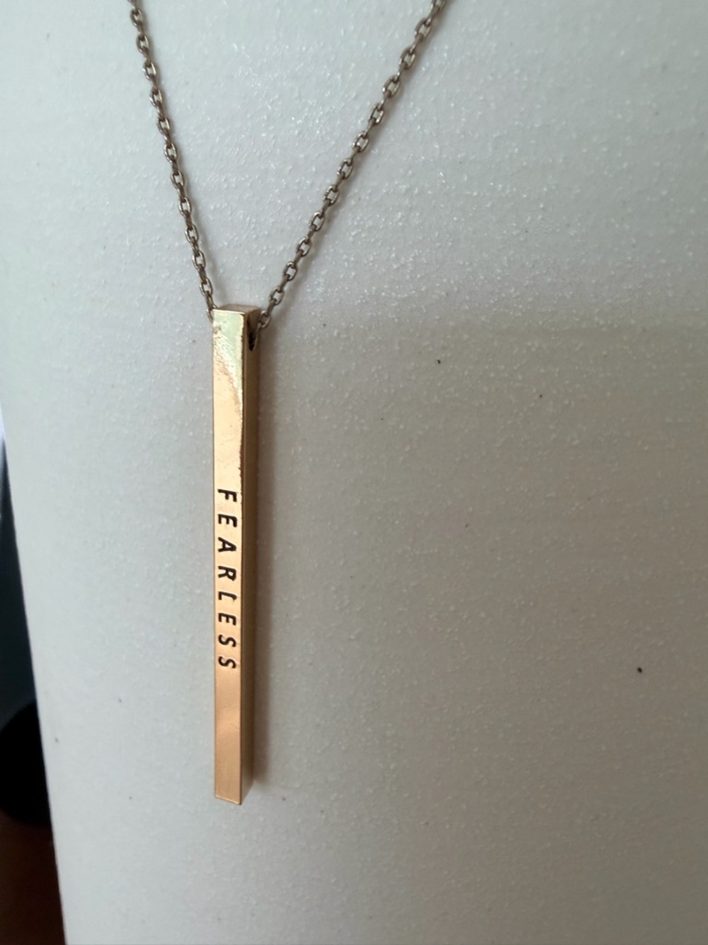 Mantraband Gold Fearless Bar Pendant Necklace